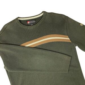 Vintage Industrial Exchange Sweater L Green Stripe Crewneck Outdoors Heritage